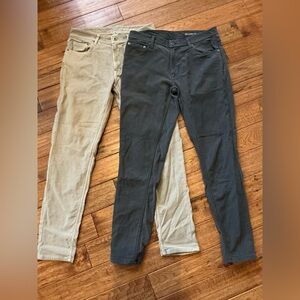 The Normal Brand slim trousers, khaki and charcoal, 32 x 32- bundle